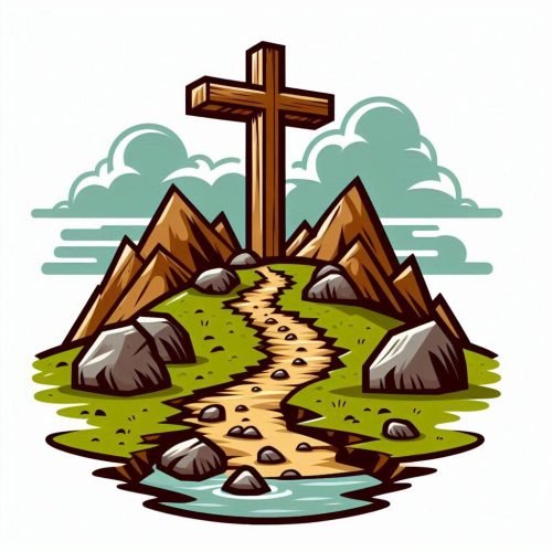 a path leading towards the cross