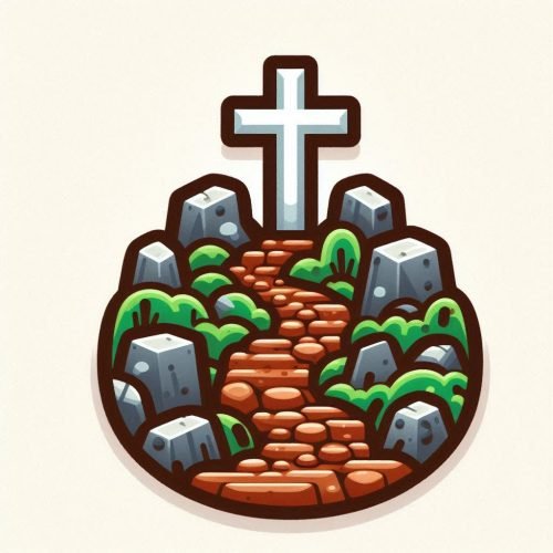 a path leading towards the cross